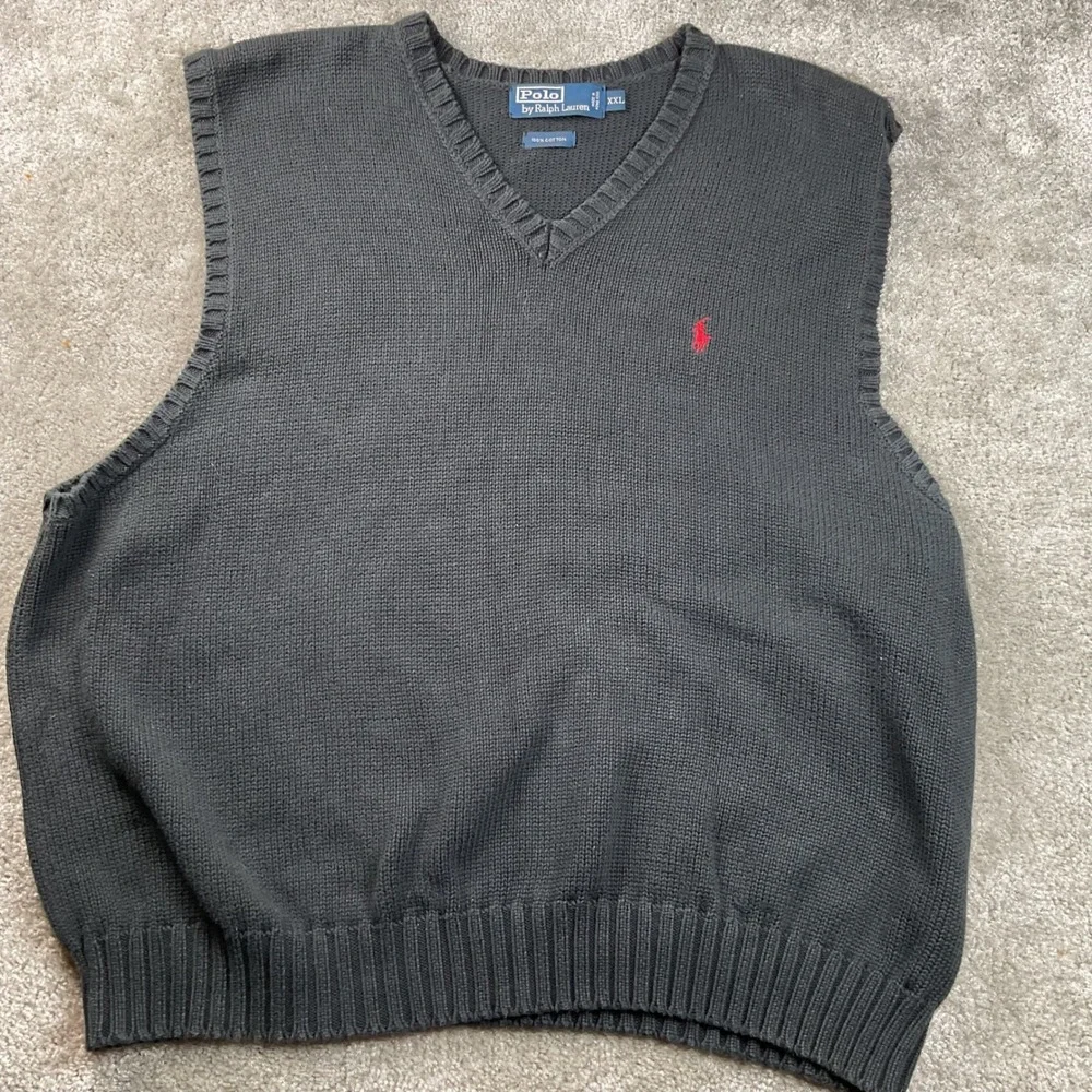 Polo Ralph Lauren Sweater Vest Mens XXL Black Cotton V-Neck‎ Knit Pony